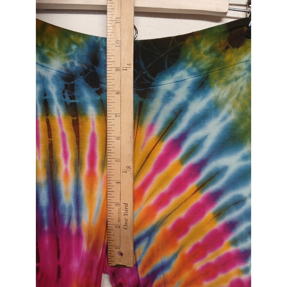 Tie dye Ruffled bell bottom rave retro whimsigoth festival pants M/L  rainbow - Picture 3 of 6